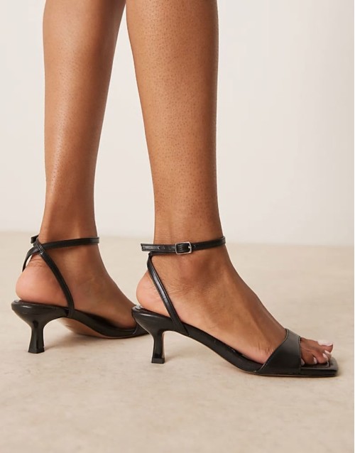 Wide Fit Heart Throb barely there kitten heel sandals in black