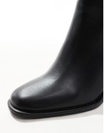 Maggie wide fit slouchy block heel boots in black