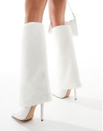 Simmi London Louie Foldover Fur knee boot in White