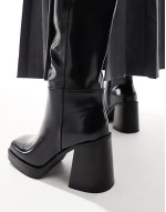 square toe heeled boot in black