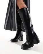 square toe heeled boot in black