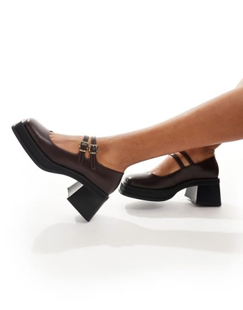 L mary jane shoe in burgundy leather