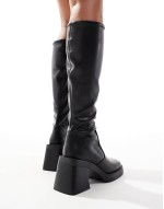 Wide Fit Charlotte heeled knee boots in black