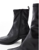 Wide Fit Ranger smart mid-heel boots in black