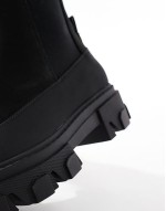 chunky sole pull on boots in black