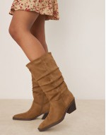 Chosen slouchy western knee boots in taupe suedette