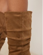 Chosen slouchy western knee boots in taupe suedette