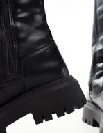 Corey chunky flat knee boots in black