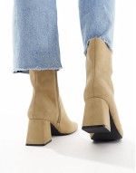 Wide Fit Record smart mid-boots in taupe grey