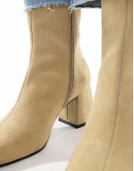 Wide Fit Record smart mid-boots in taupe grey