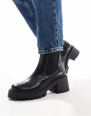 Wide Fit Rowan chunky chelsea boots in black