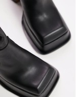 Holden premium leather square toe platform boot in black
