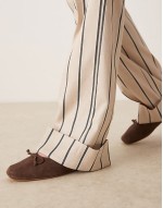 Landmark suede high-vamp ballets in brown