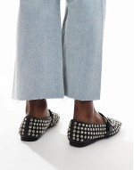 Luxe Premium Leather embellished Mary Jane ballet in black
