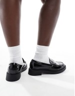 patent loafers in black