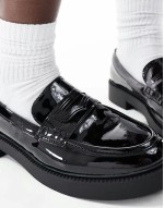 patent loafers in black