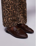 backless mule loafer in dark brown
