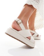 40% New Wide Fit Frosty chunky two-part sandals in off-white
