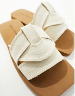Lyra linen slip on flat sandals in cream