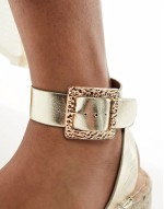 two part espadrille sandals in gold