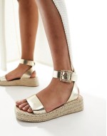 two part espadrille sandals in gold