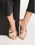 Wide Fit Flock padded flat sandals in rose gold - ROSEGOLD