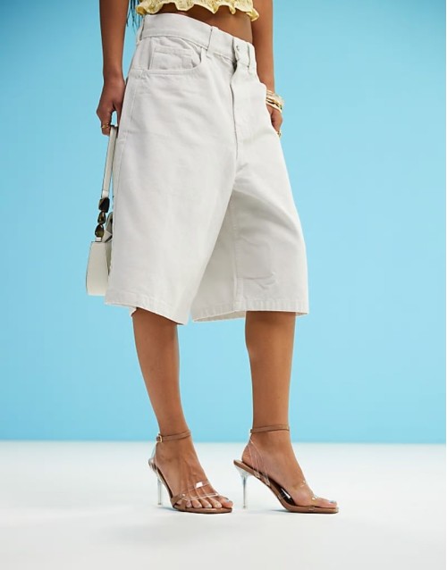 Nimble high heeled sandals in beige and clear