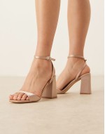 ‌Stylish Bridal Wink 2 heeled sandals in blush satin