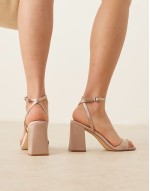 ‌Stylish Bridal Wink 2 heeled sandals in blush satin